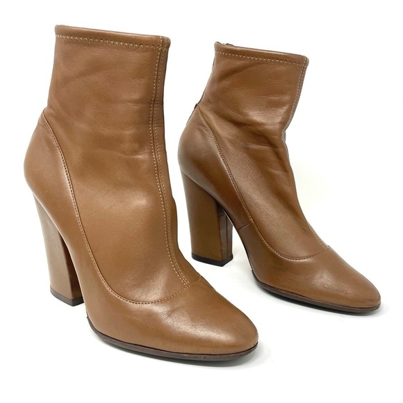 SERGIO Rossi Virginia Brown Stretch Leather Ankle Boots Size 37/7 - Picture 2 of 13